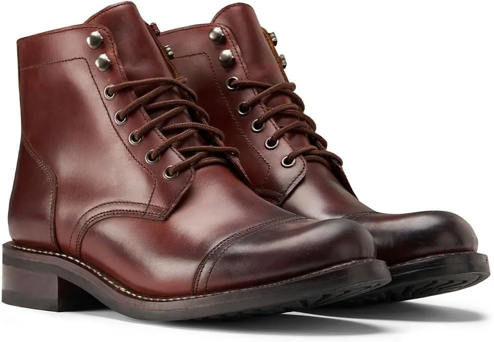 SUREWAY Men's Lace Up Chukka Boots Genuine Leather|Cap Toe Ankle 6inch - Classic Comfort Oxford Style(Office,Casual,Driving,Work,Dress) Brown/Black Matte/Brandy/Arizonam Adobe/Black