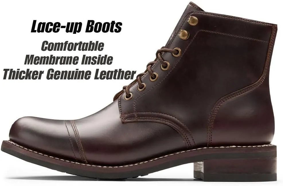 SUREWAY Men's Lace Up Chukka Boots Genuine Leather|Cap Toe Ankle 6inch - Classic Comfort Oxford Style(Office,Casual,Driving,Work,Dress) Brown/Black Matte/Brandy/Arizonam Adobe/Black