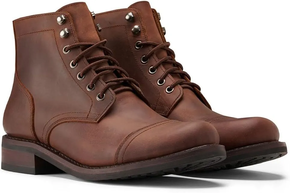 SUREWAY Men's Lace Up Chukka Boots Genuine Leather|Cap Toe Ankle 6inch - Classic Comfort Oxford Style(Office,Casual,Driving,Work,Dress) Brown/Black Matte/Brandy/Arizonam Adobe/Black