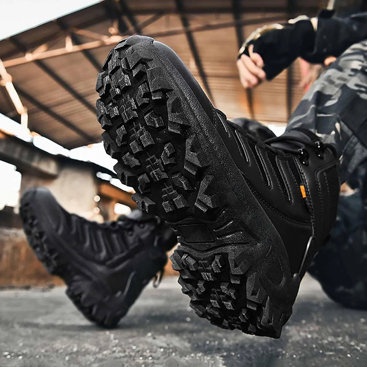 Tactical Boots for Men, Men's Waterproof Hiking Boots, Outdoor Lightweight Work Boots, With Zipper Work Boots for Men, Lightweight Motorcycle Boots, Men Combat Boots