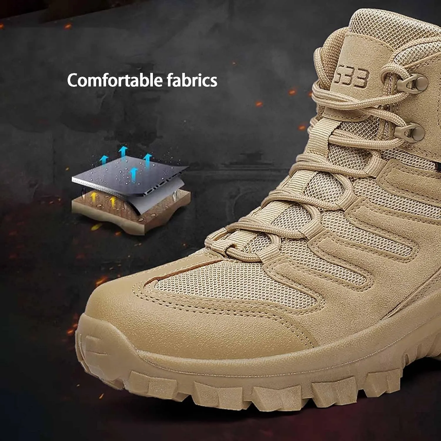 Tactical Boots for Men, Men's Waterproof Hiking Boots, Outdoor Lightweight Work Boots, With Zipper Work Boots for Men, Lightweight Motorcycle Boots, Men Combat Boots