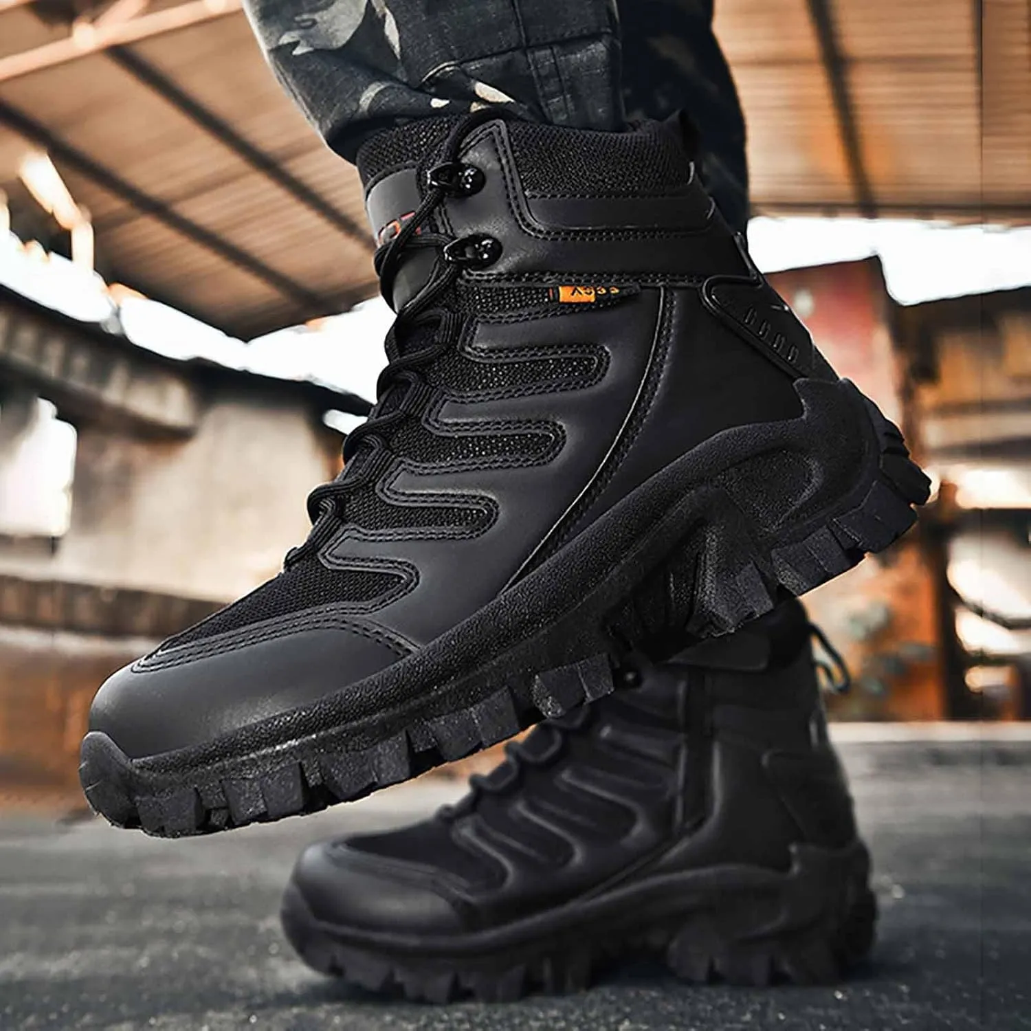 Tactical Boots for Men, Men's Waterproof Hiking Boots, Outdoor Lightweight Work Boots, With Zipper Work Boots for Men, Lightweight Motorcycle Boots, Men Combat Boots