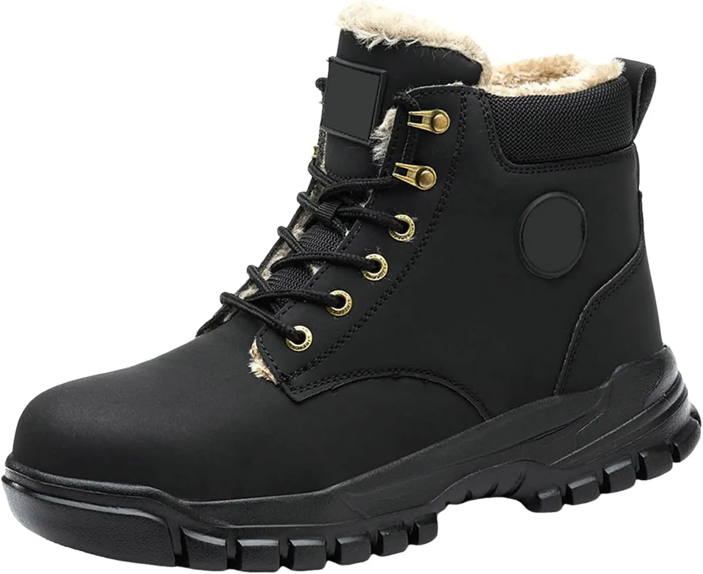 Thick Bottom Non Slip Boots for Men Fleece Lined Warm Ankle Boots Lace Up Non Slip Winter Water Proof Men Shoe Size 16
