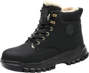 Thick Bottom Non Slip Boots for Men Fleece Lined Warm Ankle Boots Lace Up Non Slip Winter Water Proof Men Shoe Size 16