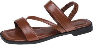 Thin Soled Square Toed Women's Shoes Fashionable Hollow Flat Soled Shiny Outer Wear Solid Women Platform Wedges Sandals