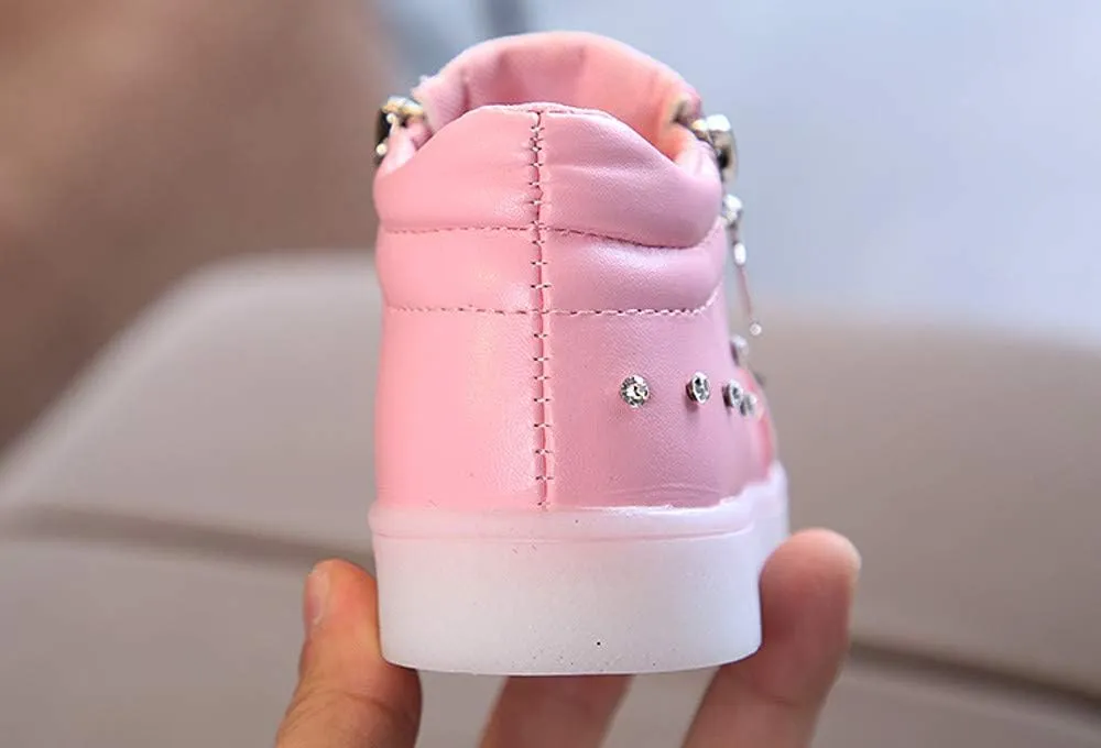 Toddler Girl Shoes, Kids Boys Girls Fashion LED Lights UP Sneaker Soft Sole Non Slip Sports Shoes Toddler Shoes