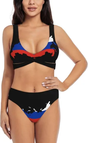 Trinidad and Tobago Flag Map Bikini Sets Women Two Piece Bikini Swimsuit