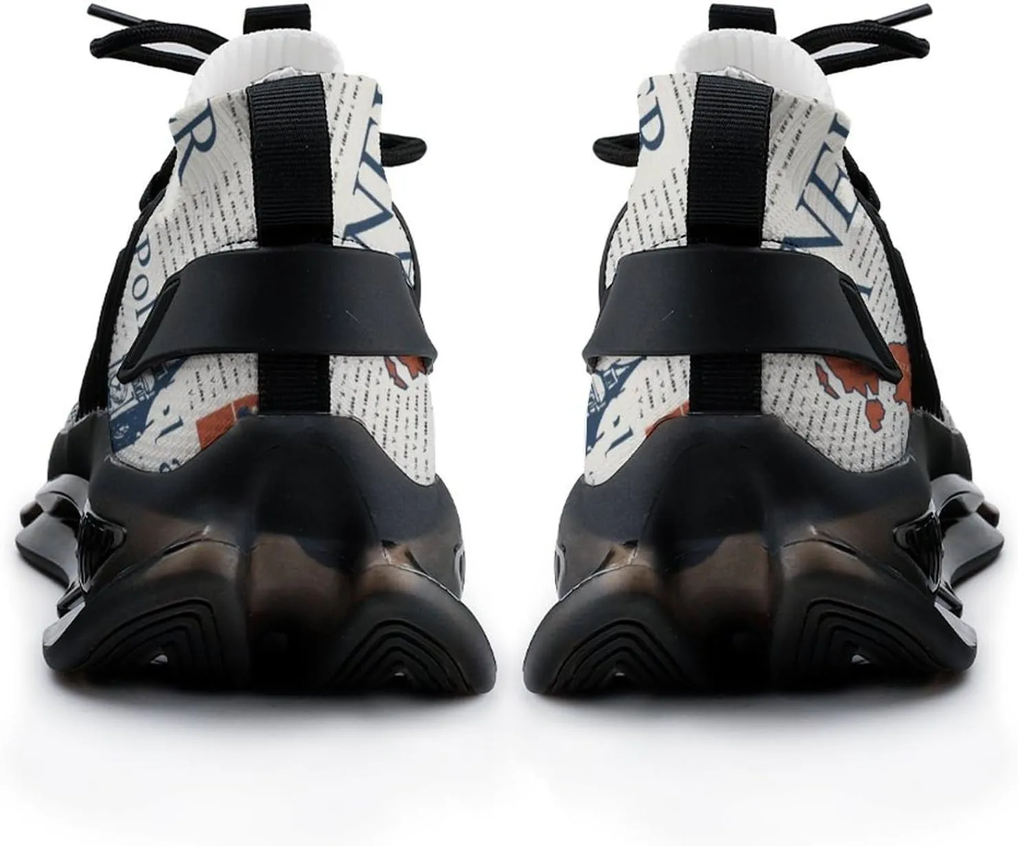 UK London Newspaper Walking Shoes for Men Lightweight Tennis Fashion Elastic Sports Shoes Cushion Basketball Shoes
