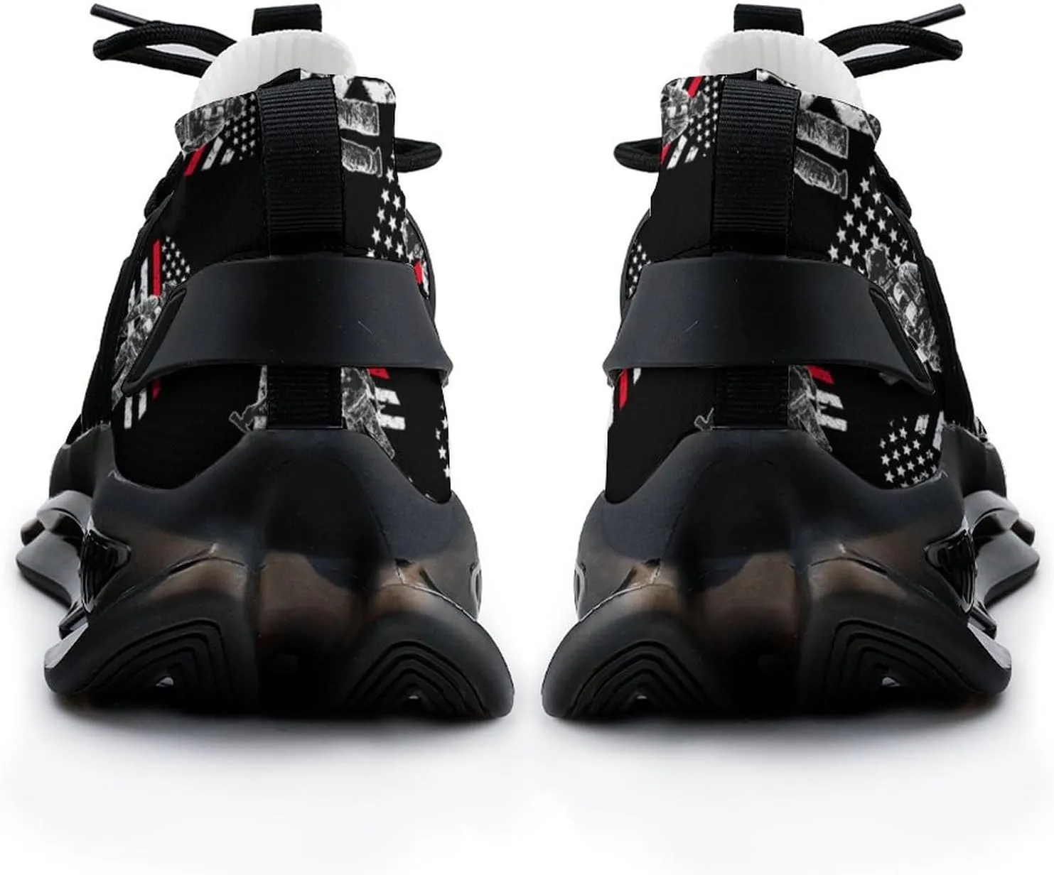 US Fireman Red Line Flag Walking Shoes for Men Lightweight Tennis Fashion Elastic Sports Shoes Cushion Basketball Shoes
