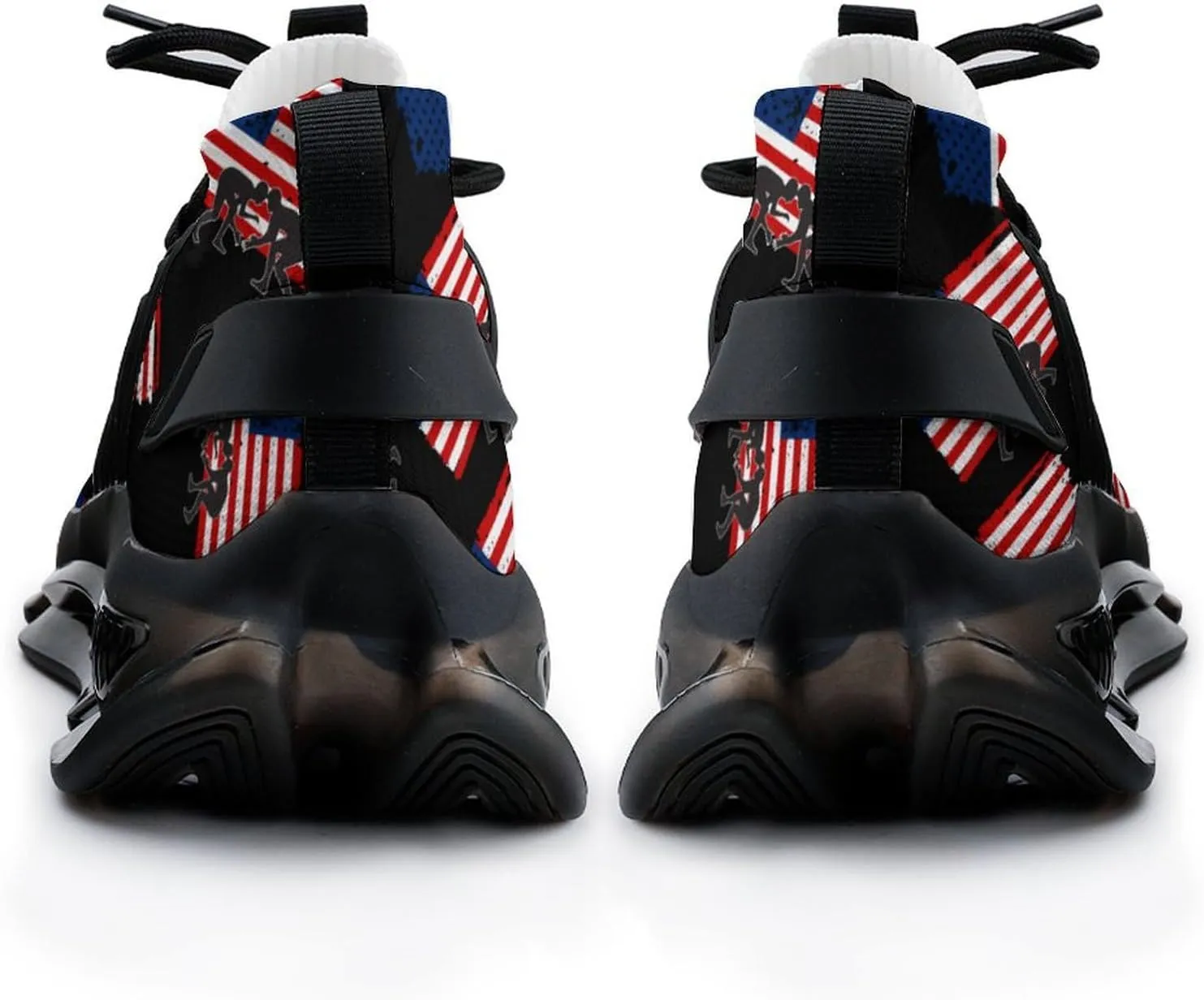 USA Flag Wrestling Walking Shoes for Men Lightweight Tennis Fashion Elastic Sports Shoes Cushion Basketball Shoes