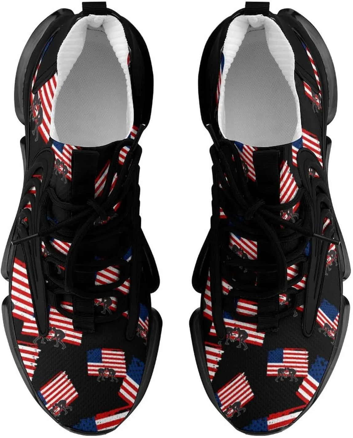 USA Flag Wrestling Walking Shoes for Men Lightweight Tennis Fashion Elastic Sports Shoes Cushion Basketball Shoes