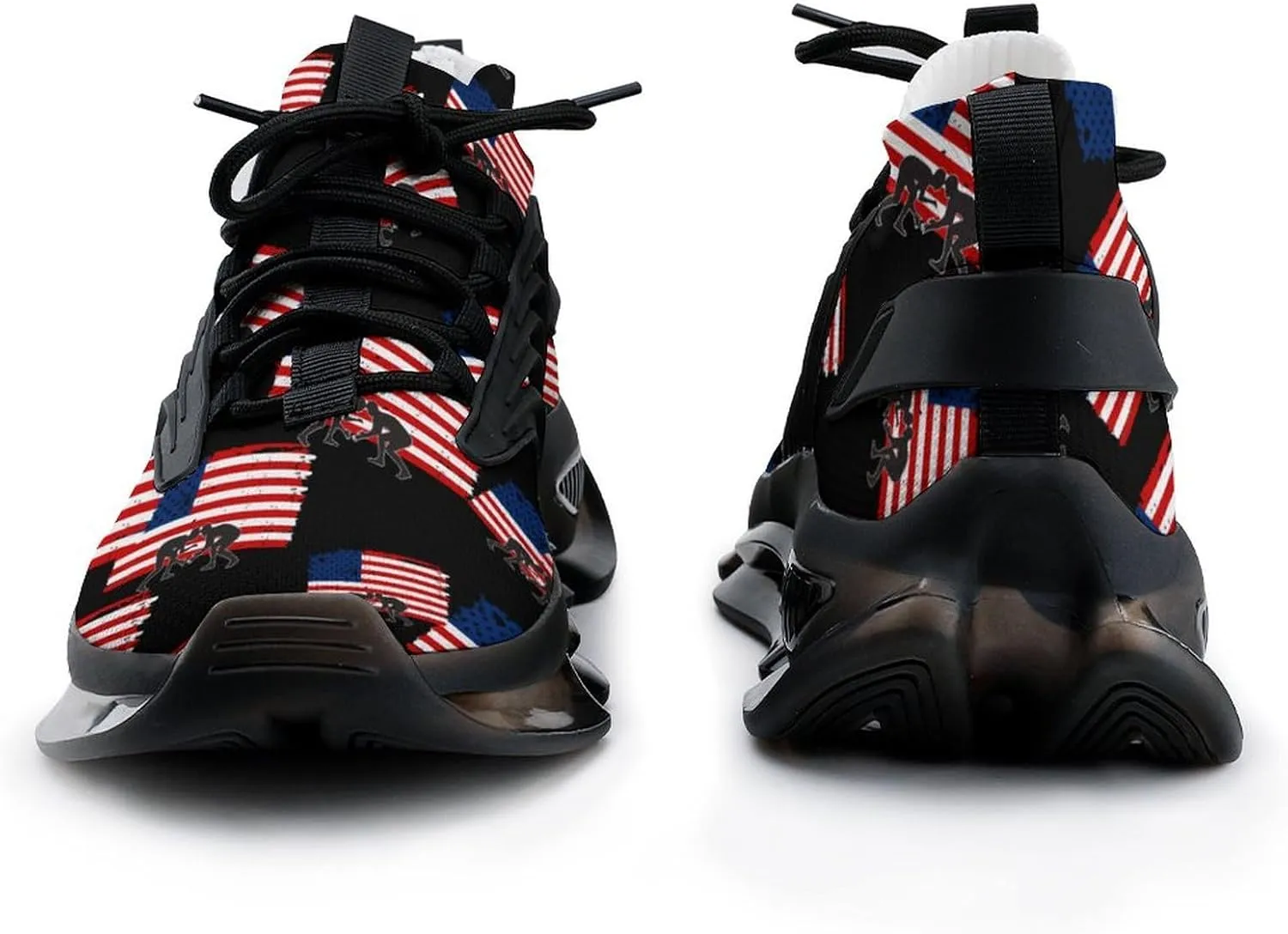 USA Flag Wrestling Walking Shoes for Men Lightweight Tennis Fashion Elastic Sports Shoes Cushion Basketball Shoes