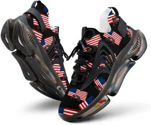 USA Flag Wrestling Walking Shoes for Men Lightweight Tennis Fashion Elastic Sports Shoes Cushion Basketball Shoes