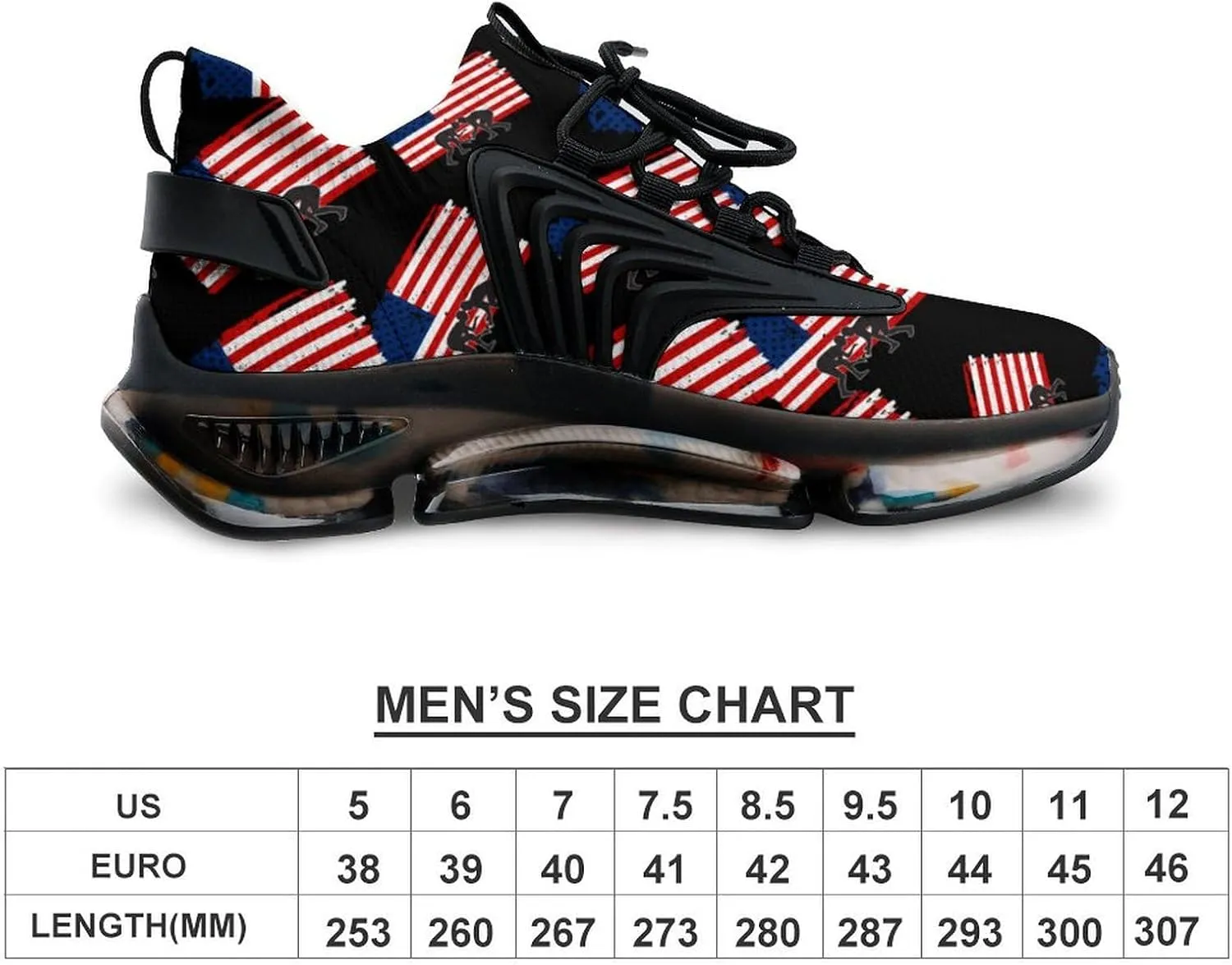 USA Flag Wrestling Walking Shoes for Men Lightweight Tennis Fashion Elastic Sports Shoes Cushion Basketball Shoes