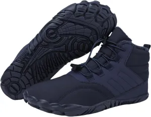 uSecee Men's Women's Winter Barefoot Hiking Boots Winter Warm Wide Toe Box Shoes Minimalist Waterproof Hiking Shoes Zero Drop Non Slip Sneakers Fur Lined Snow Boots Walking Outdoor Unisex