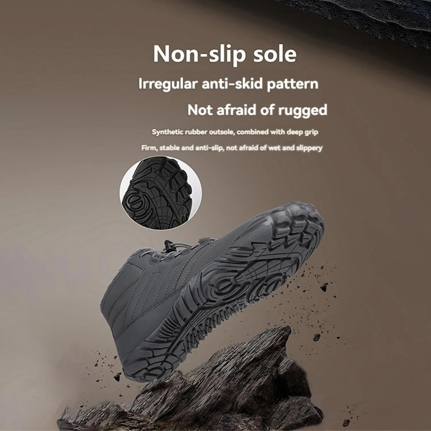 uSecee Men's Women's Winter Barefoot Hiking Boots Winter Warm Wide Toe Box Shoes Minimalist Waterproof Hiking Shoes Zero Drop Non Slip Sneakers Fur Lined Snow Boots Walking Outdoor Unisex