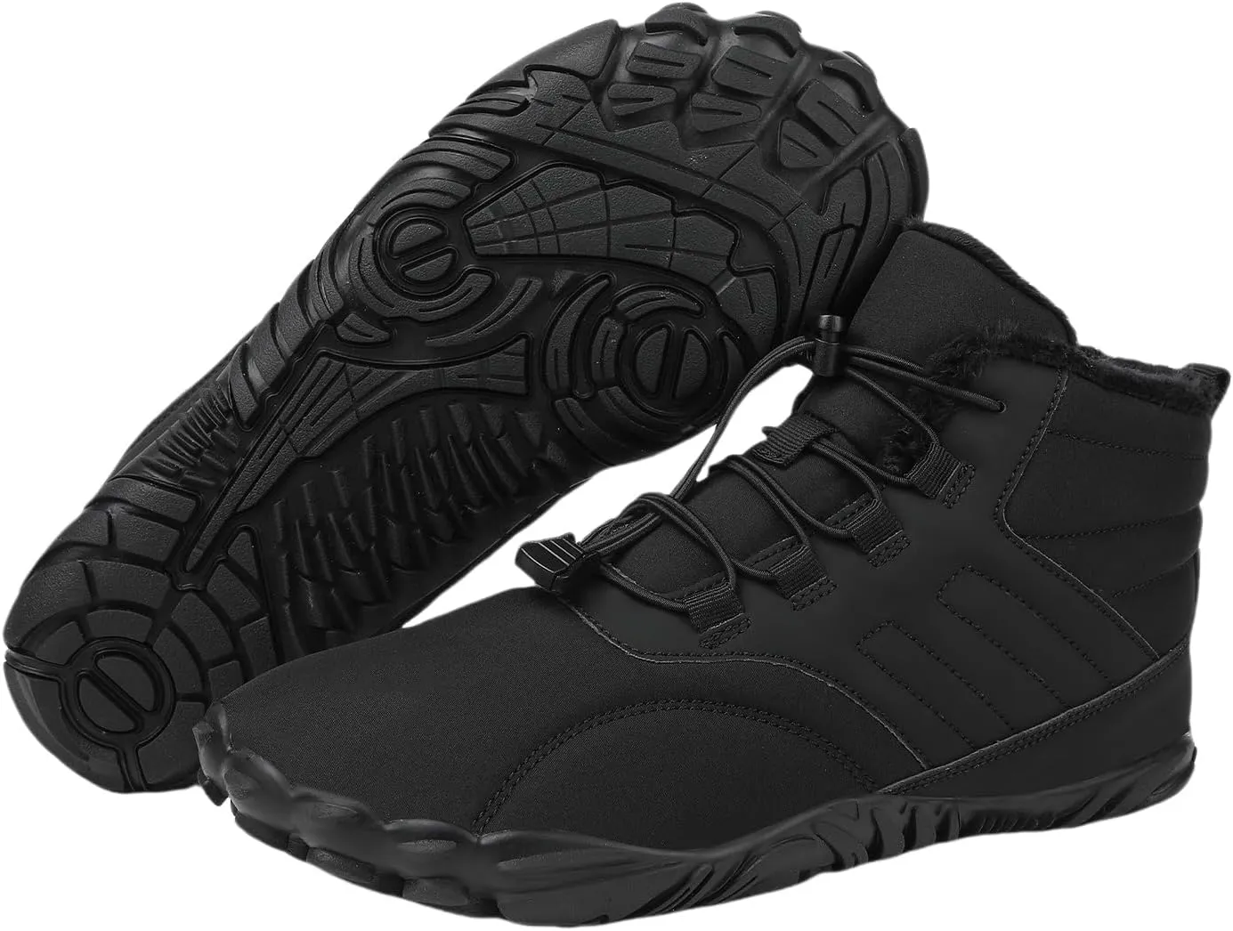 uSecee Men's Women's Winter Barefoot Hiking Boots Winter Warm Wide Toe Box Shoes Minimalist Waterproof Hiking Shoes Zero Drop Non Slip Sneakers Fur Lined Snow Boots Walking Outdoor Unisex