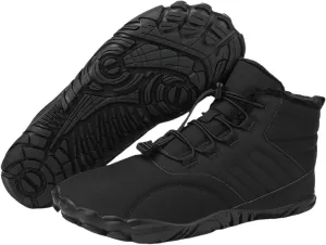 uSecee Men's Women's Winter Barefoot Hiking Boots Winter Warm Wide Toe Box Shoes Minimalist Waterproof Hiking Shoes Zero Drop Non Slip Sneakers Fur Lined Snow Boots Walking Outdoor Unisex