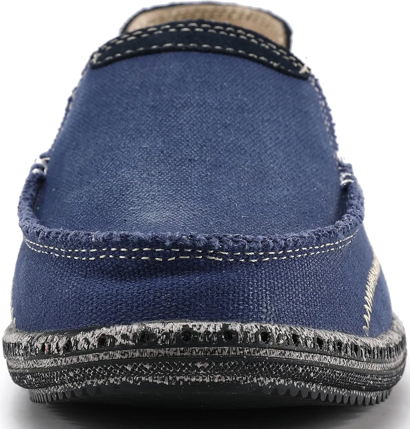 VILOCY Mens Slip on Deck Shoes Casual Canvas Loafers Beach Boat Shoes Zero Drop Vintage Flat