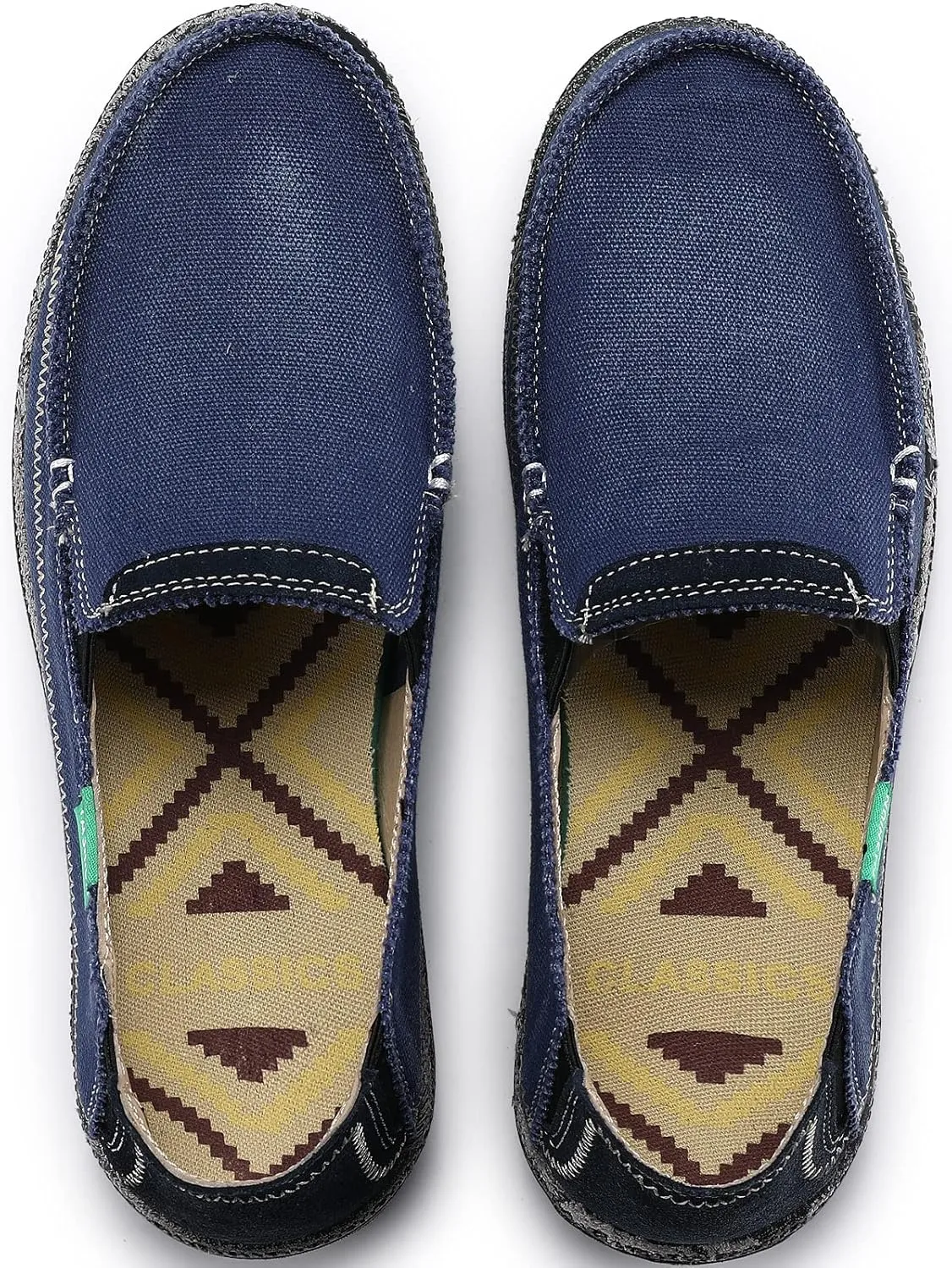 VILOCY Mens Slip on Deck Shoes Casual Canvas Loafers Beach Boat Shoes Zero Drop Vintage Flat