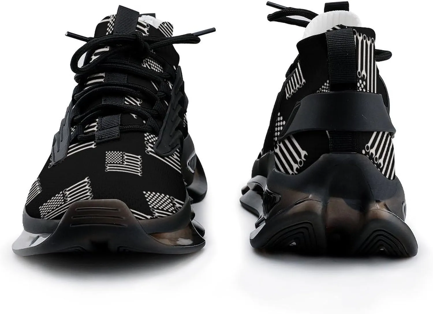 Vintage Mechanic US Flag Walking Shoes for Men Lightweight Tennis Fashion Elastic Sports Shoes Cushion Basketball Shoes