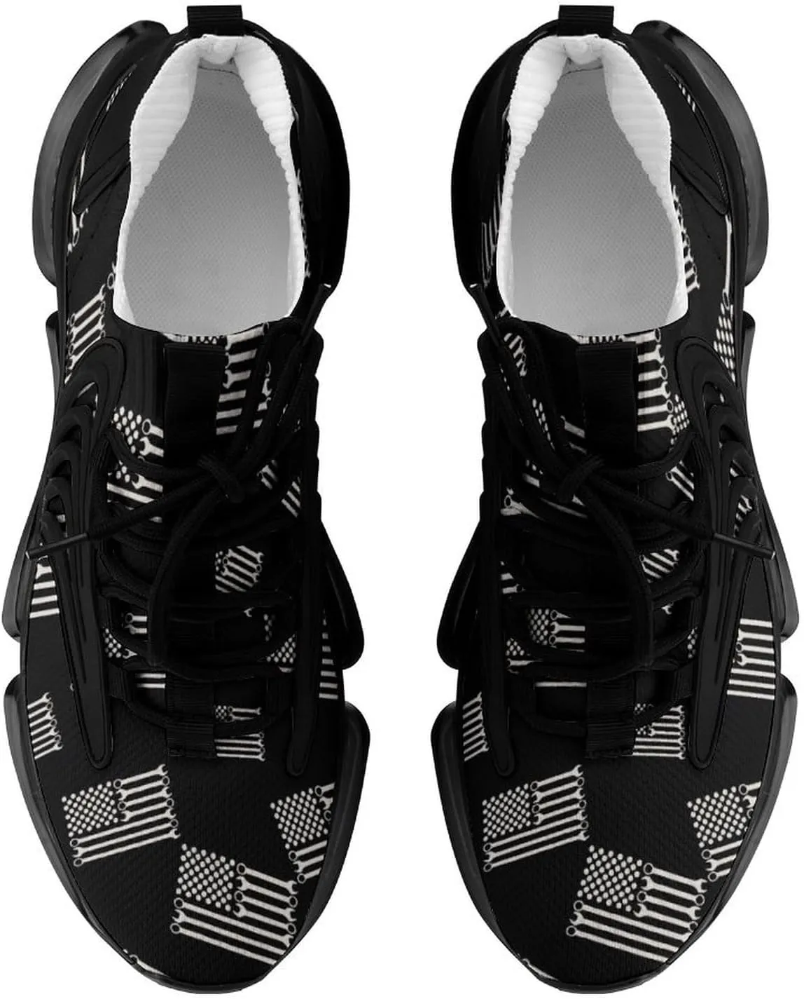 Vintage Mechanic US Flag Walking Shoes for Men Lightweight Tennis Fashion Elastic Sports Shoes Cushion Basketball Shoes