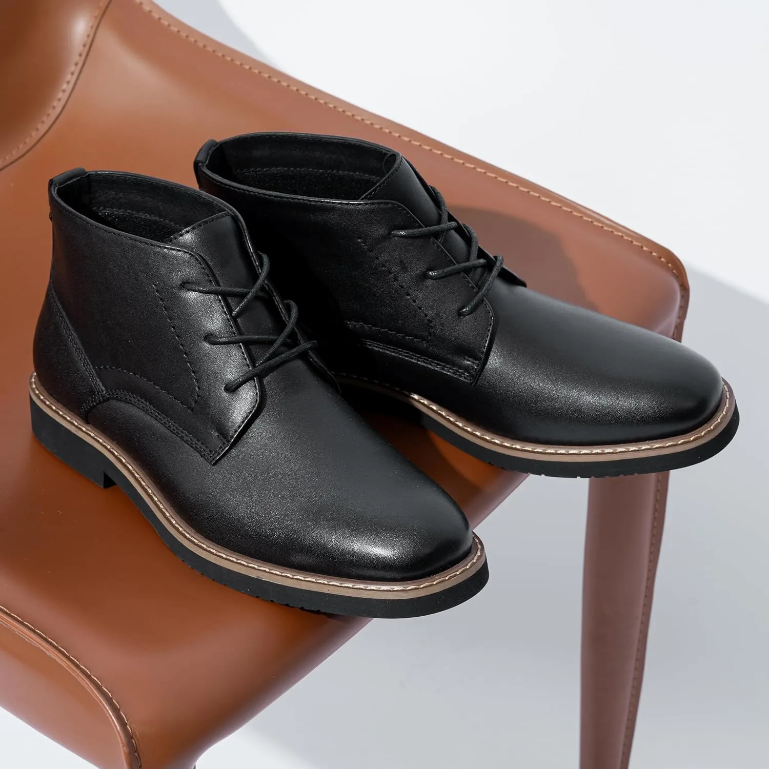 Vostey Men Boots Leather Cap Toe Casual Boots Chukka Fashion Dress Boots for Men
