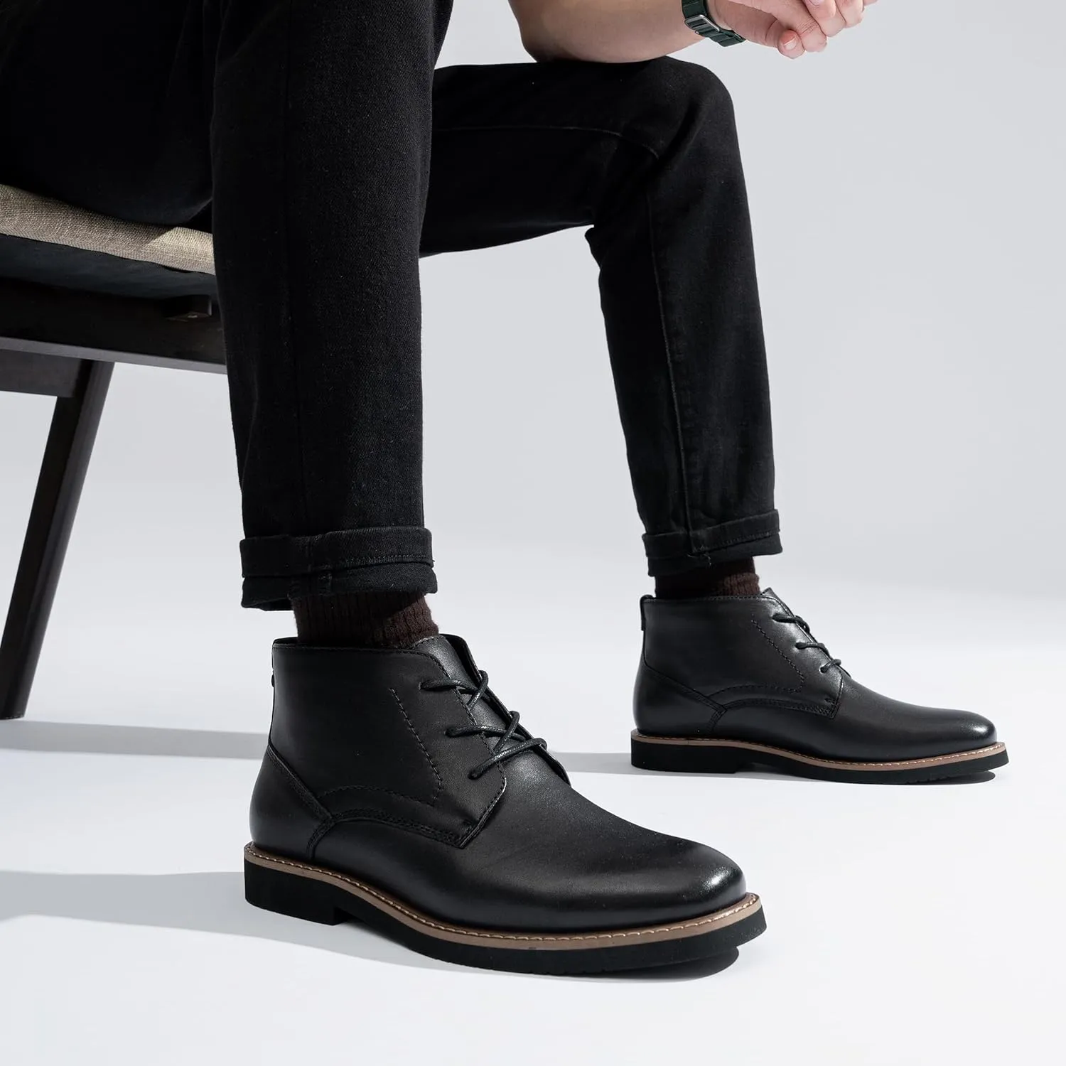 Vostey Men Boots Leather Cap Toe Casual Boots Chukka Fashion Dress Boots for Men