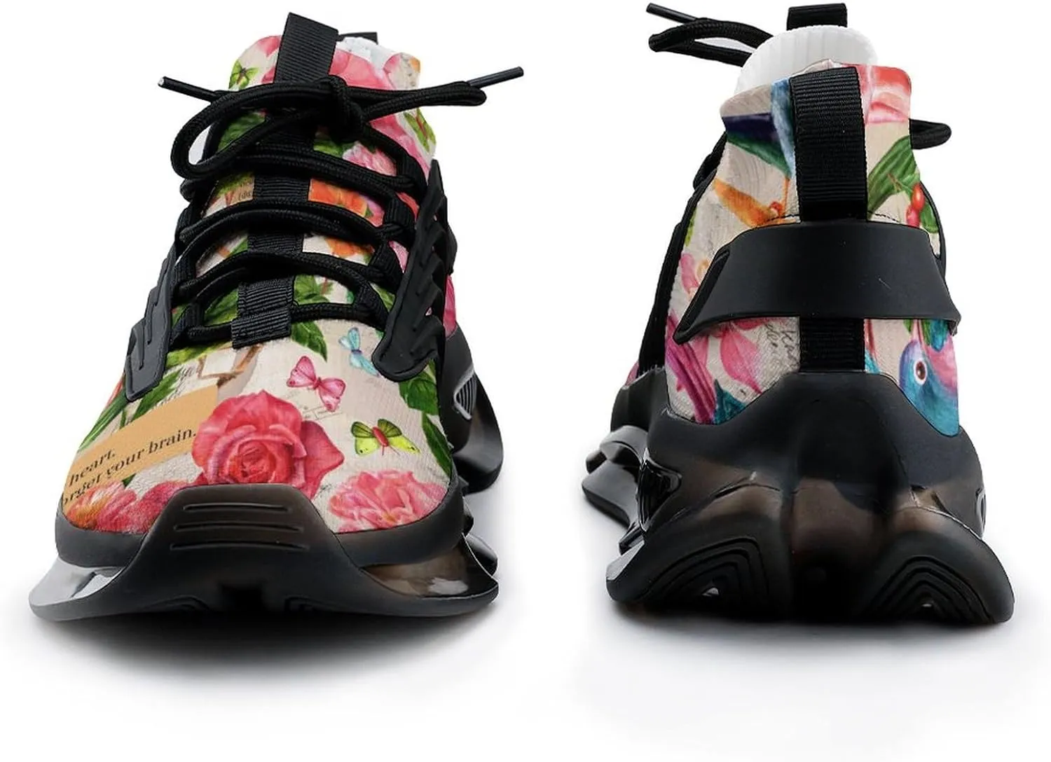Watercolor Birds Flowers and Butterflies Walking Shoes for Men Lightweight Tennis Fashion Elastic Sports Shoes Cushion Basketball Shoes
