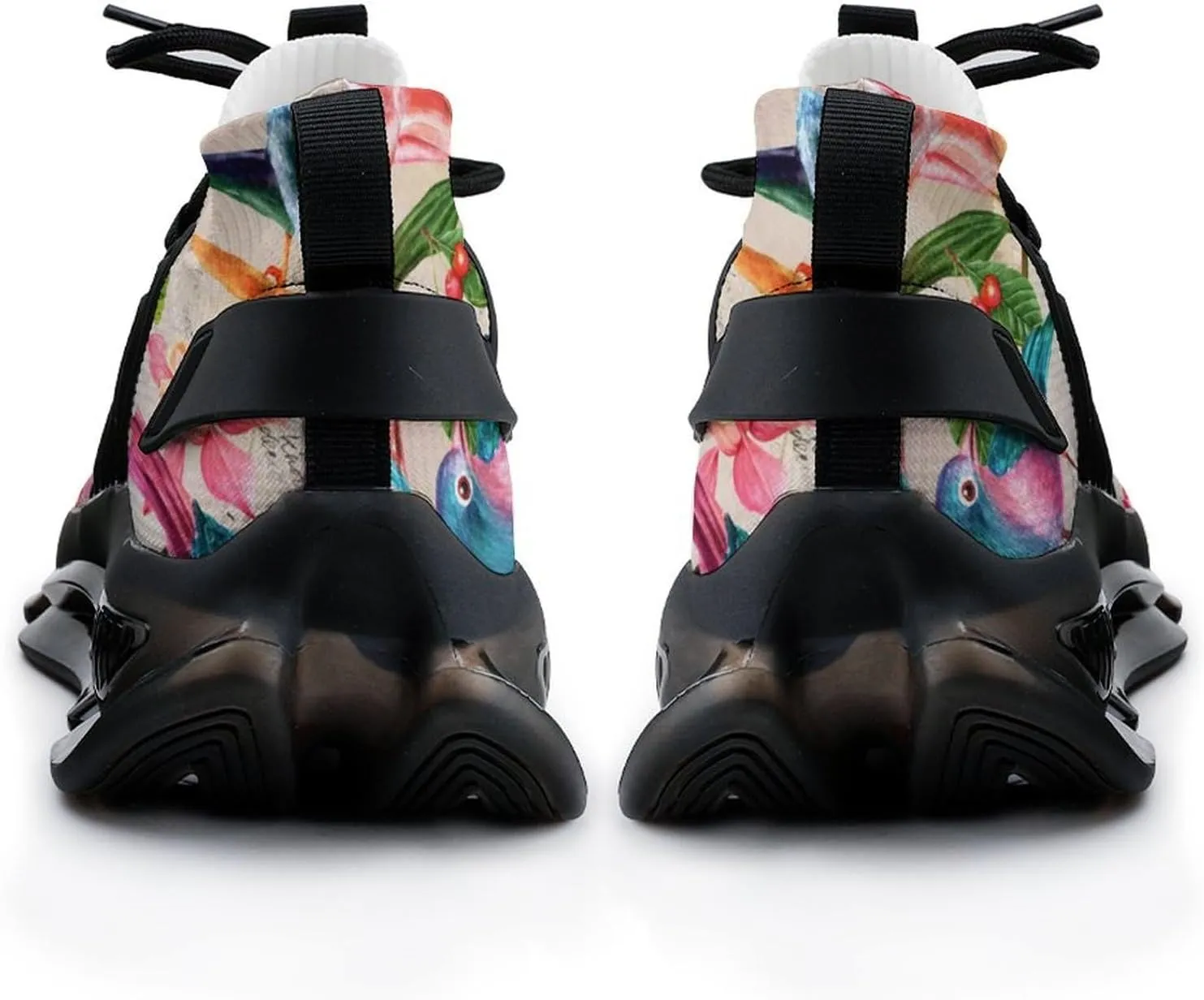 Watercolor Birds Flowers and Butterflies Walking Shoes for Men Lightweight Tennis Fashion Elastic Sports Shoes Cushion Basketball Shoes