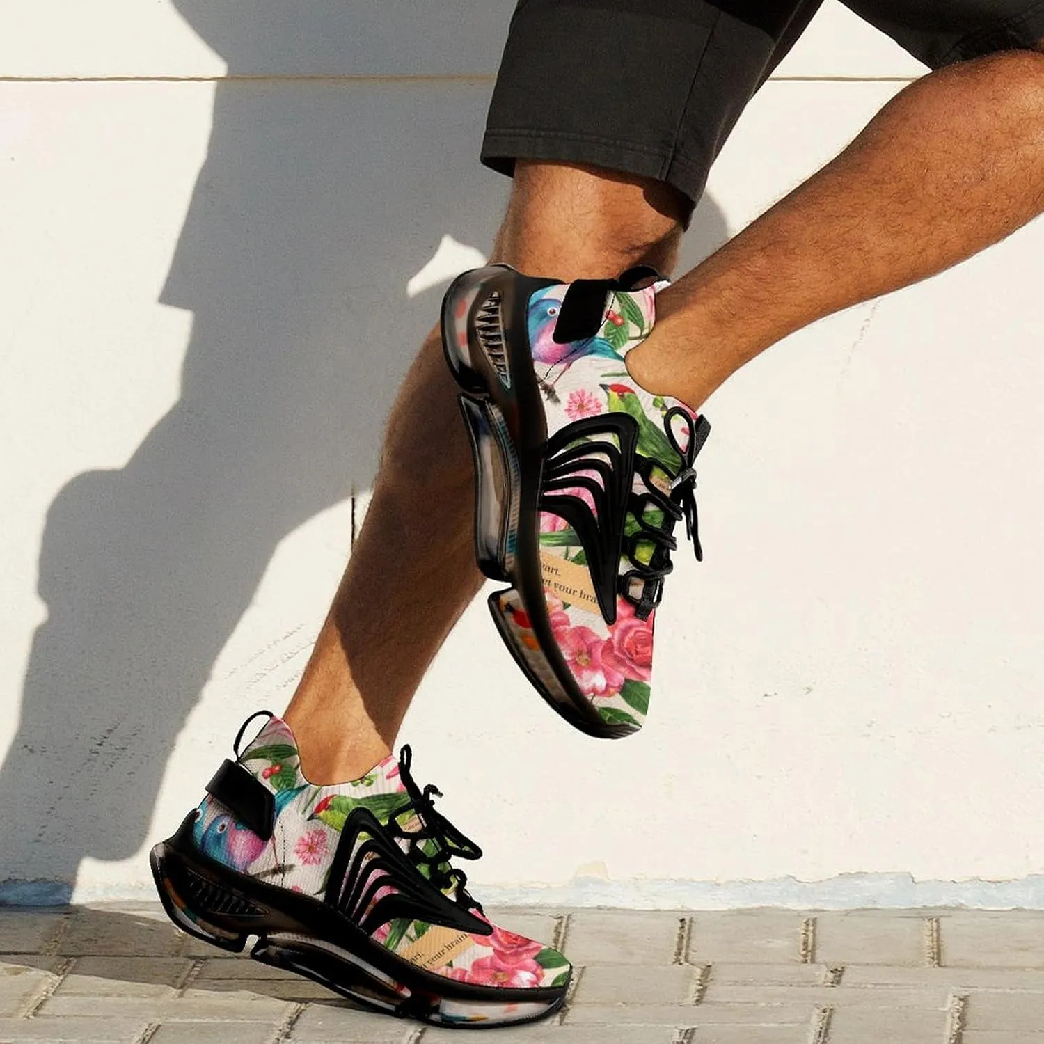 Watercolor Birds Flowers and Butterflies Walking Shoes for Men Lightweight Tennis Fashion Elastic Sports Shoes Cushion Basketball Shoes