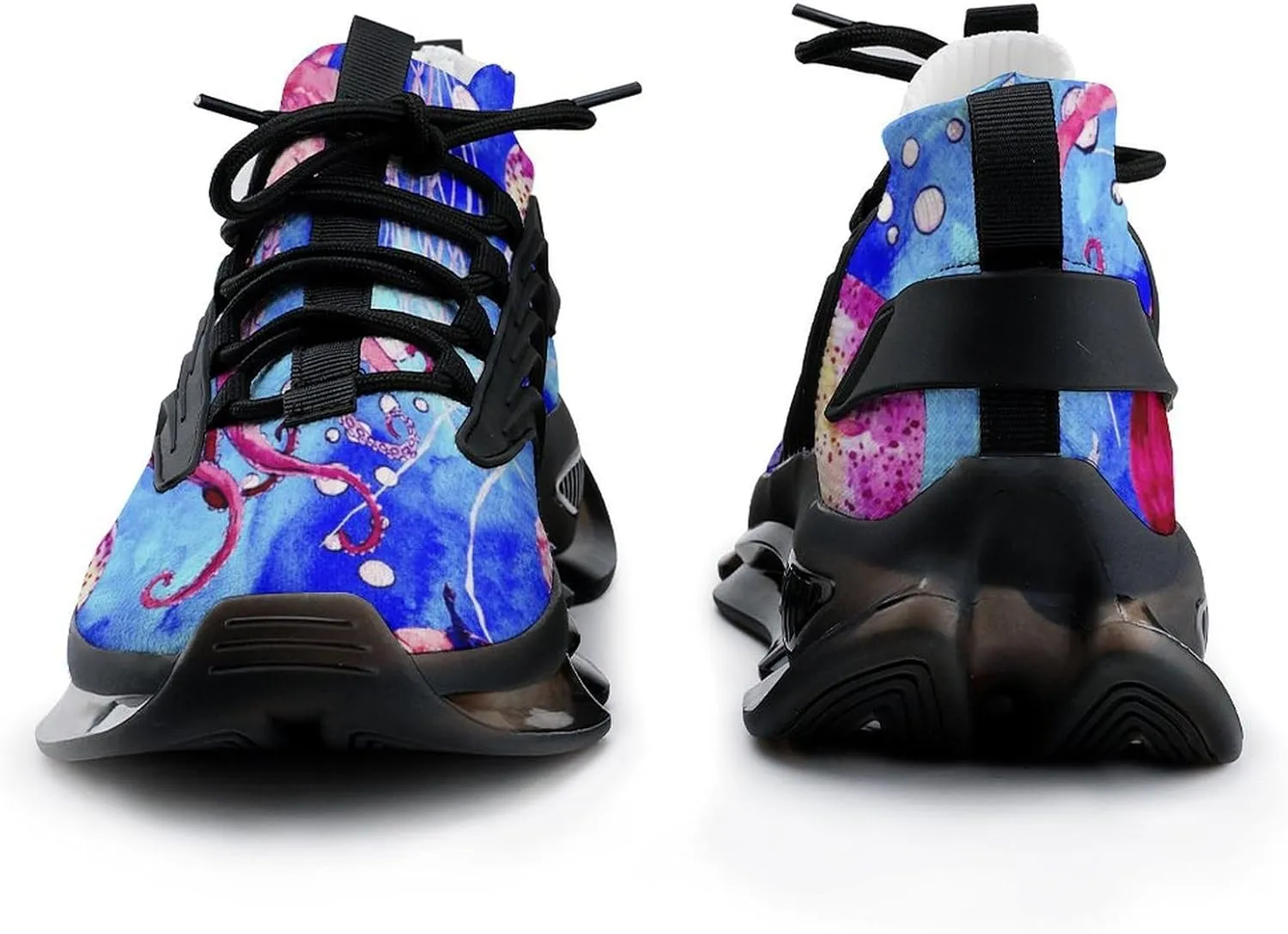 Watercolor Octopus Lionfish and Jellyfish Walking Shoes for Men Lightweight Tennis Fashion Elastic Sports Shoes Cushion Basketball Shoes
