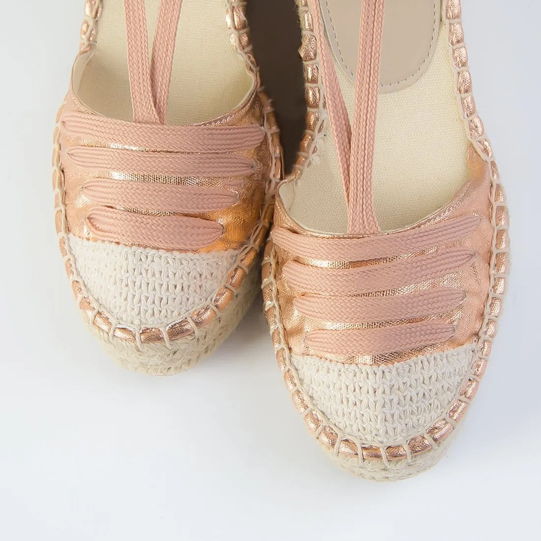 Wedge Shoe Espadrilles Elba Metal Beige Pink