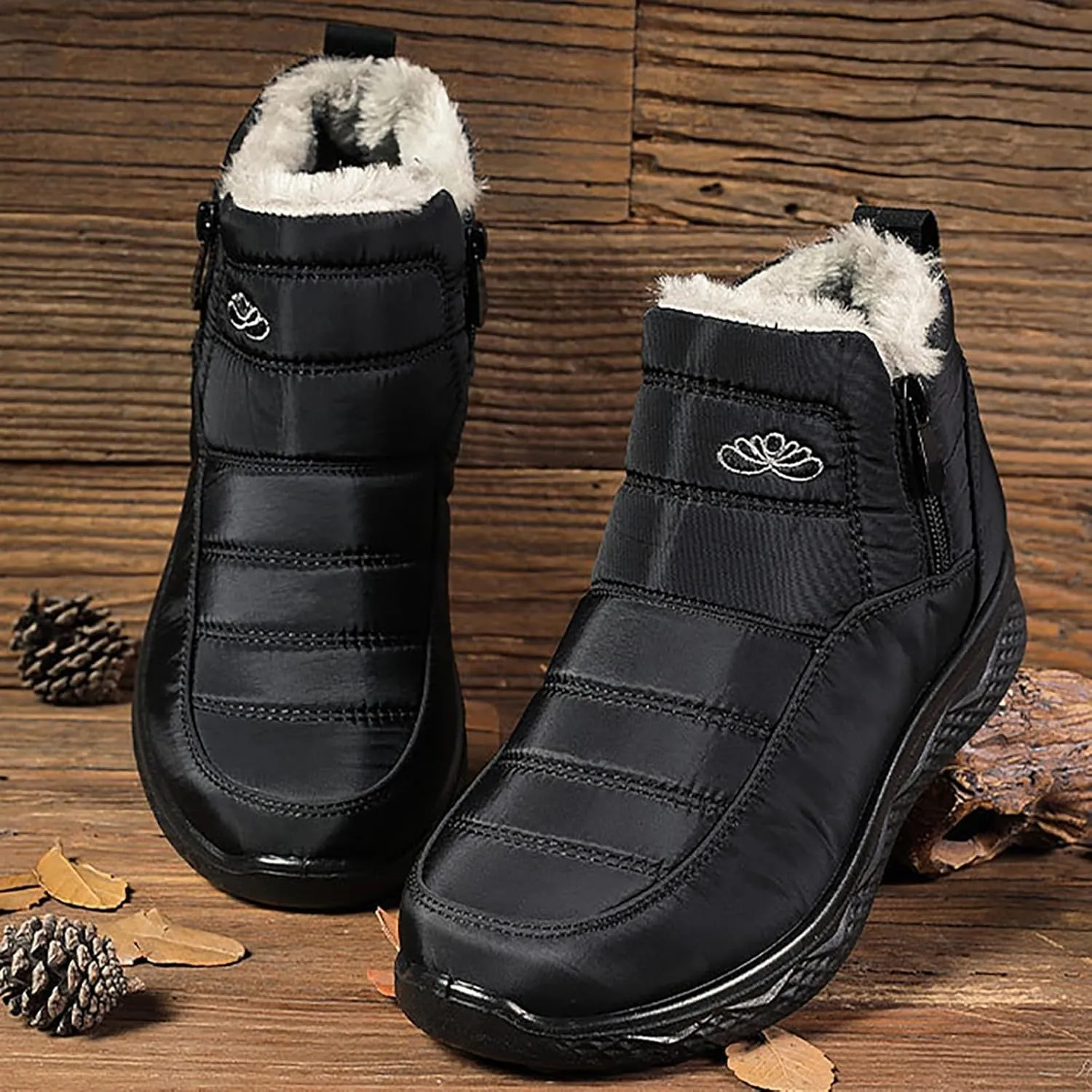 Women Winter Boots Waterproof Ladies Slip On Snow Boots Women Shoes with Hook Loop Barefoot Shoes Grounded Footwear Hiking Womens Cowboy Boots Men's Winter Booties