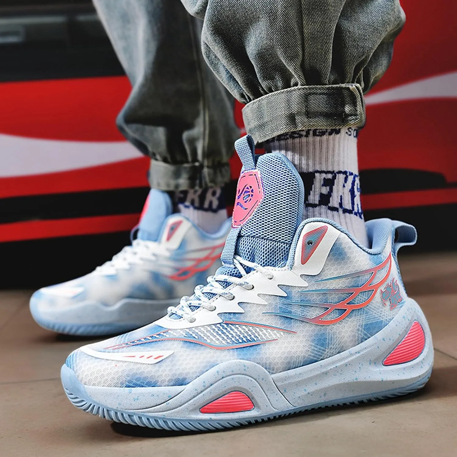 Womens Basketball Shoes for Men High Top Breathable Non Slip Unisex Adult Youth Outdoor Chukka Sneaker Boots Mens