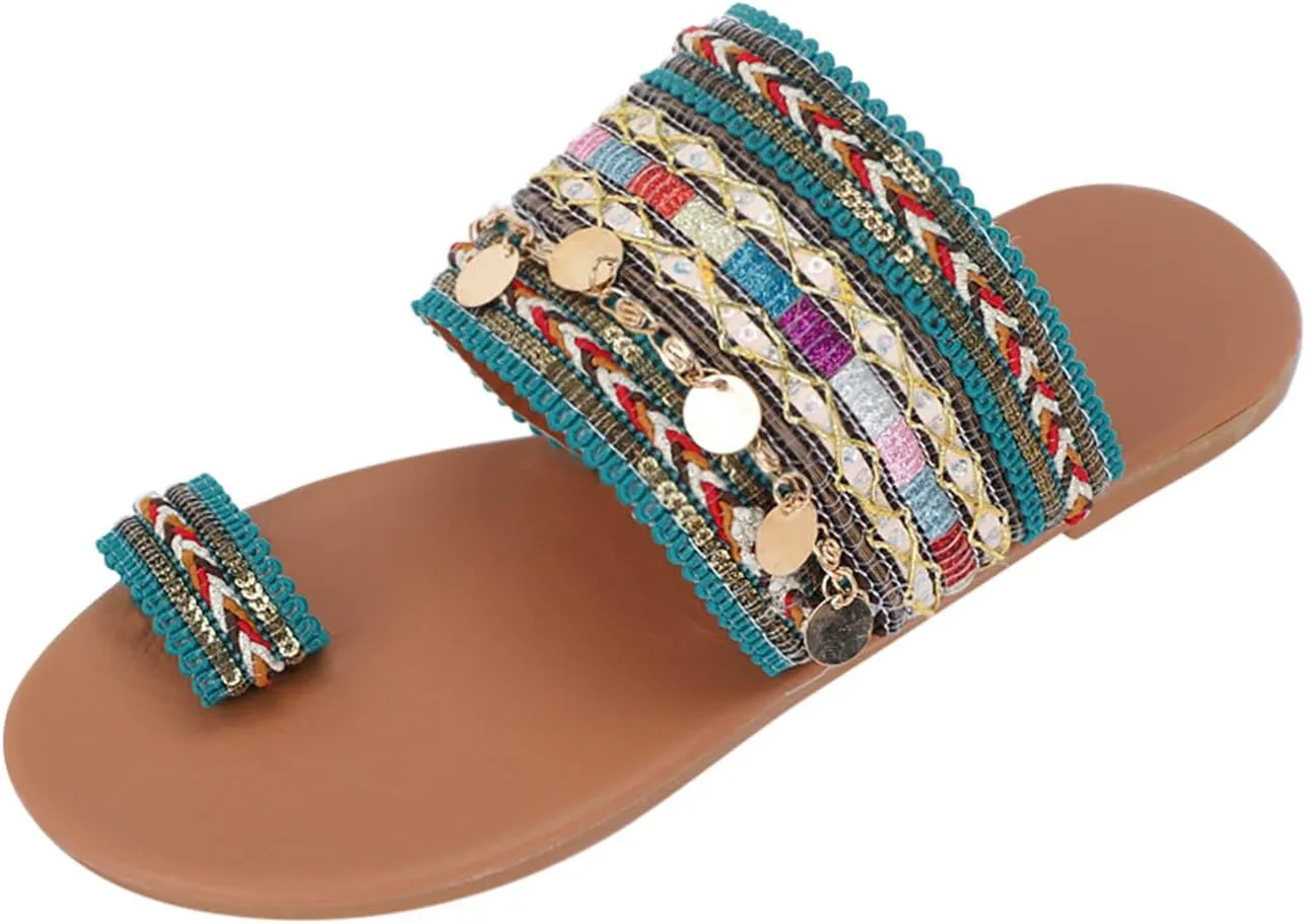 Womens Flat Sandals Slip on Flat Sandals Arch Support Comfortable Women Beach Outdoor Sandal