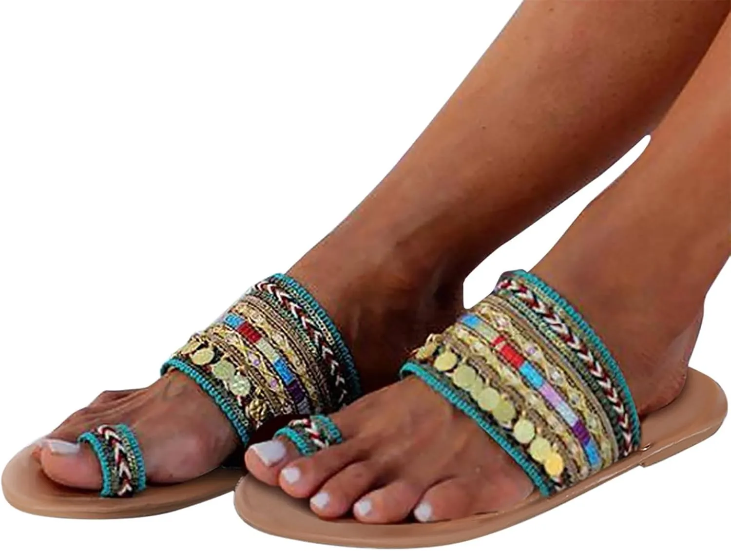 Womens Flat Sandals Slip on Flat Sandals Arch Support Comfortable Women Beach Outdoor Sandal