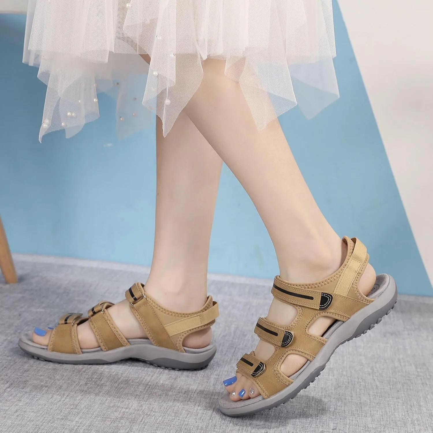 Womens Hiking Sandal Sport Sandal Straps With Adjustable Hooks Arch Support Beach Vacation Casual Camping