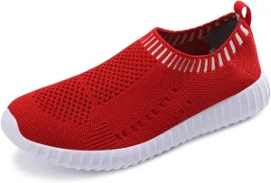 Women's Mesh Flats Shoes Knit Slip on Comfortable Sneaker Breathable Slip on Walking Tennis Shoes Casual Fashion Athletic Sneakers