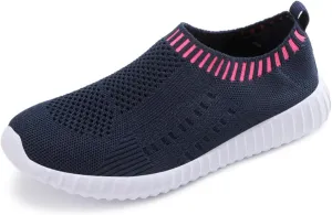 Women's Mesh Flats Shoes Knit Slip on Comfortable Sneaker Breathable Slip on Walking Tennis Shoes Casual Fashion Athletic Sneakers