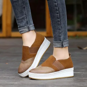 Women's Platform Shoes Ultra Light Shoes Thick Bottom Internal Increase Suede Outdoors Slip on Flat Shoes