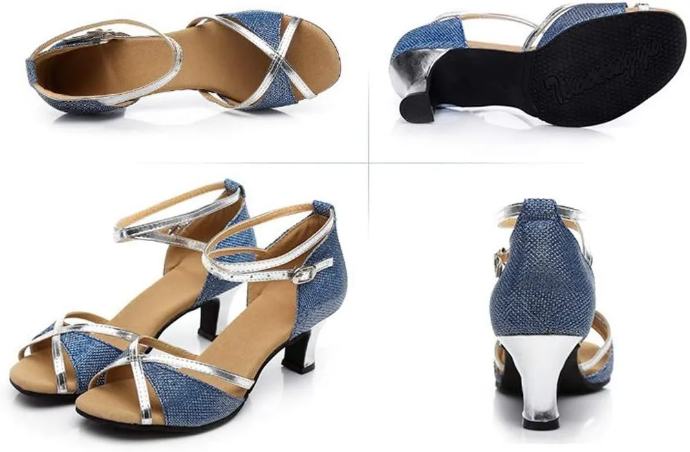 Women's Prom Dance Square Latin Ballroom Shoes Dance Shoes Women's Middle Heels Low Heel Dressy Sandals