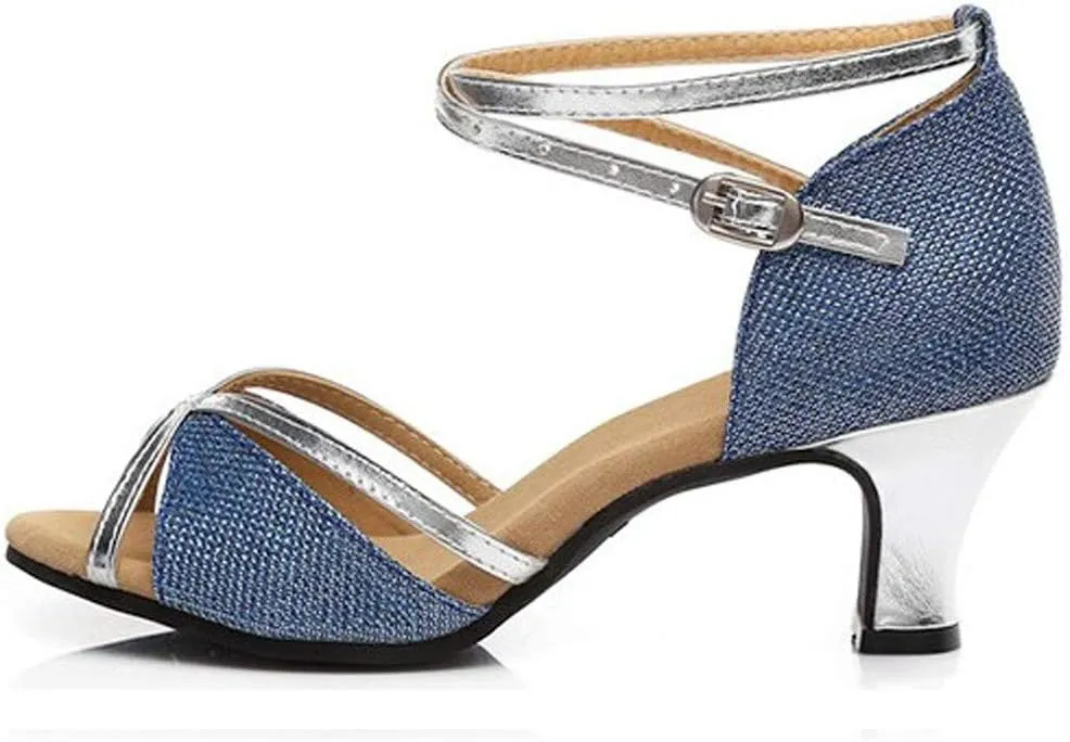 Women's Prom Dance Square Latin Ballroom Shoes Dance Shoes Women's Middle Heels Low Heel Dressy Sandals