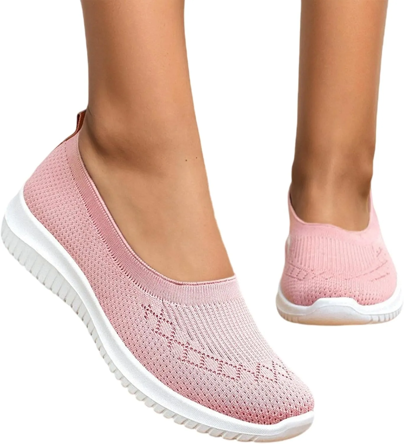 Women's Slip On Casual Shoes Comfortable Round Toe Flat Loafers for Spring Summer Outfits with Thick Sole
