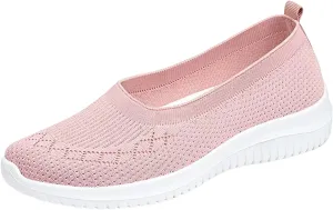 Women's Slip On Casual Shoes Comfortable Round Toe Flat Loafers for Spring Summer Outfits with Thick Sole