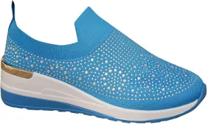 Women's Slip on Loafer Shoes Rhinestone Mesh Casual Flat Nurse Walking Sneaker Knit Comfort Classic Low Wedge Shoes