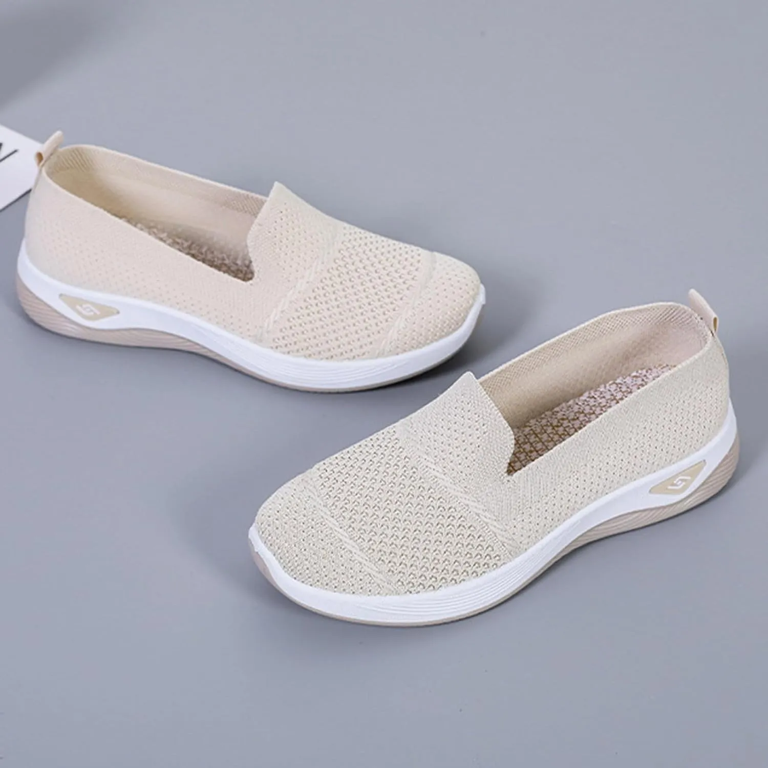 Womens Slip on Walking Shoes Non Slip Mesh Loafers Comfortable Arch Support Orthopedic Sneaker for Maternity Elderly