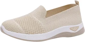 Womens Slip on Walking Shoes Non Slip Mesh Loafers Comfortable Arch Support Orthopedic Sneaker for Maternity Elderly