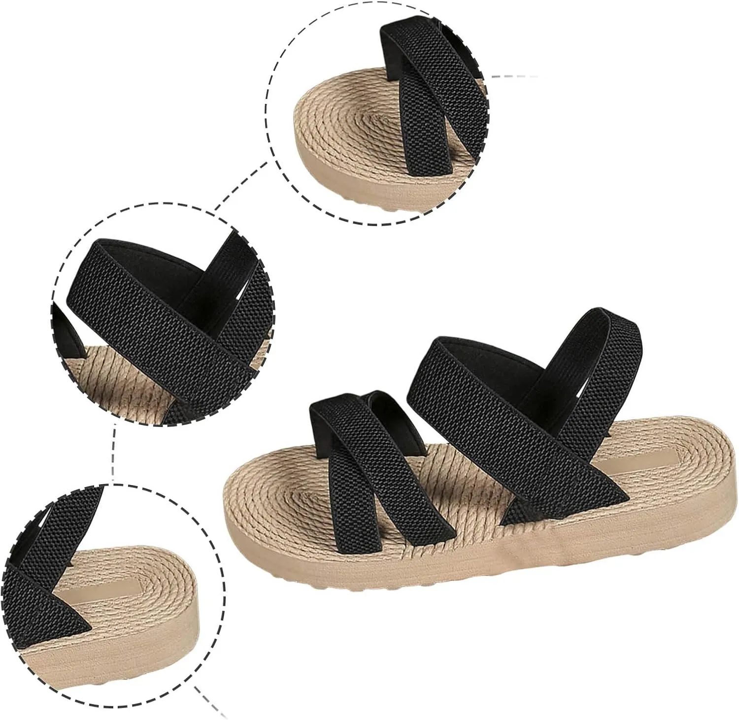 Women's Summer Slip-On Sandals Low Heel Comfortable Beach Casual Pure Color Open Toe Flat Shoes for Outfits with Shorts Jeans Skirts Dresses