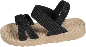 Women's Summer Slip-On Sandals Low Heel Comfortable Beach Casual Pure Color Open Toe Flat Shoes for Outfits with Shorts Jeans Skirts Dresses